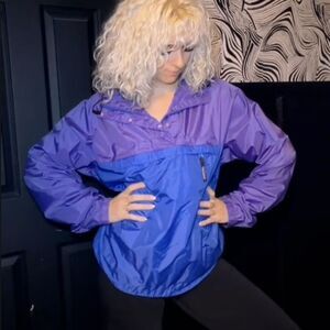 Vintage Patagonia Anorak Pullover Windbreaker Jacket Purple Blue Hooded Size XL